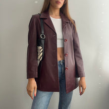 Load image into Gallery viewer, Burgundy leather blazer jacket size large
