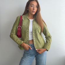 Load image into Gallery viewer, Green suede leather blazer jacket size small
