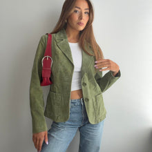 Load image into Gallery viewer, Green suede leather blazer jacket size 12
