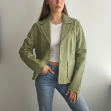 Load image into Gallery viewer, Green leather blazer jacket size large
