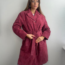 Load image into Gallery viewer, Pink suede leather trench coat size large
