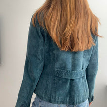 Load image into Gallery viewer, Blue suede leather blazer jacket size 10
