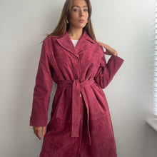 Load image into Gallery viewer, Pink suede leather trench coat size large
