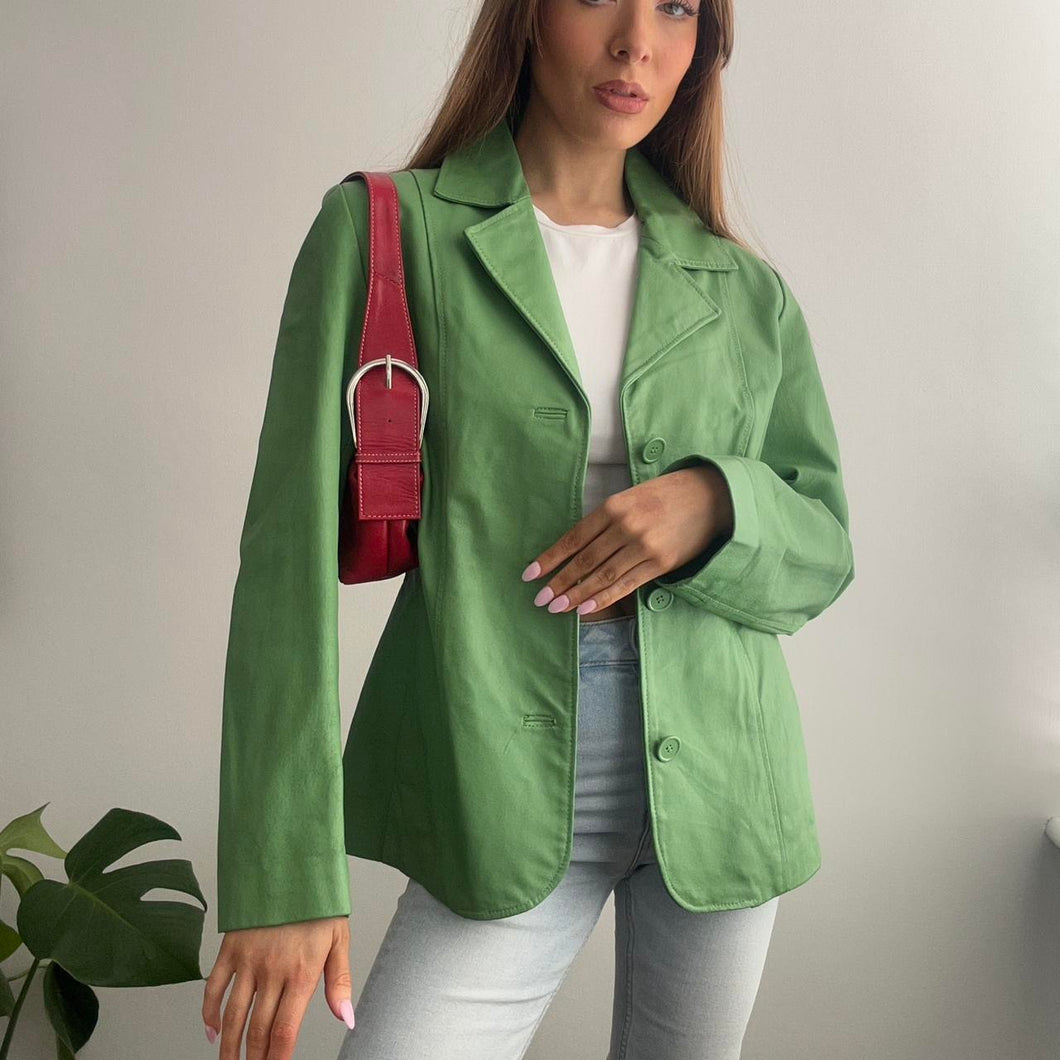 Green leather blazer jacket size small