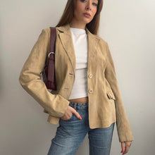 Load image into Gallery viewer, Beige suede leather jacket size 16
