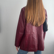Load image into Gallery viewer, Burgundy red blazer genuine leather jacket size 16
