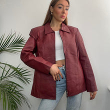 Load image into Gallery viewer, Burgundy red genuine leather jacket size XL
