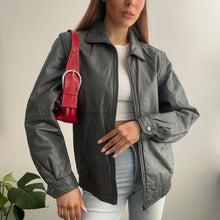 Load image into Gallery viewer, Vintage grey leather bomber jacket size M
