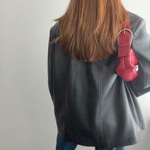 Load image into Gallery viewer, Black genuine leather blazer jacket - men’s size M
