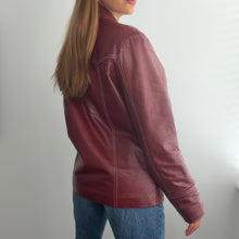 Load image into Gallery viewer, Vintage burgundy leather jacket size M

