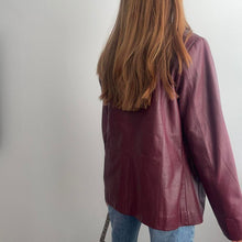 Load image into Gallery viewer, Burgundy red leather blazer jacket size 14
