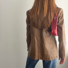 Load image into Gallery viewer, Brown leather blazer jacket size 12
