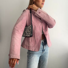 Load image into Gallery viewer, Light pink suede leather blazer jacket size 12
