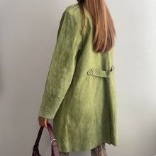 Load image into Gallery viewer, Green suede trench coat size L
