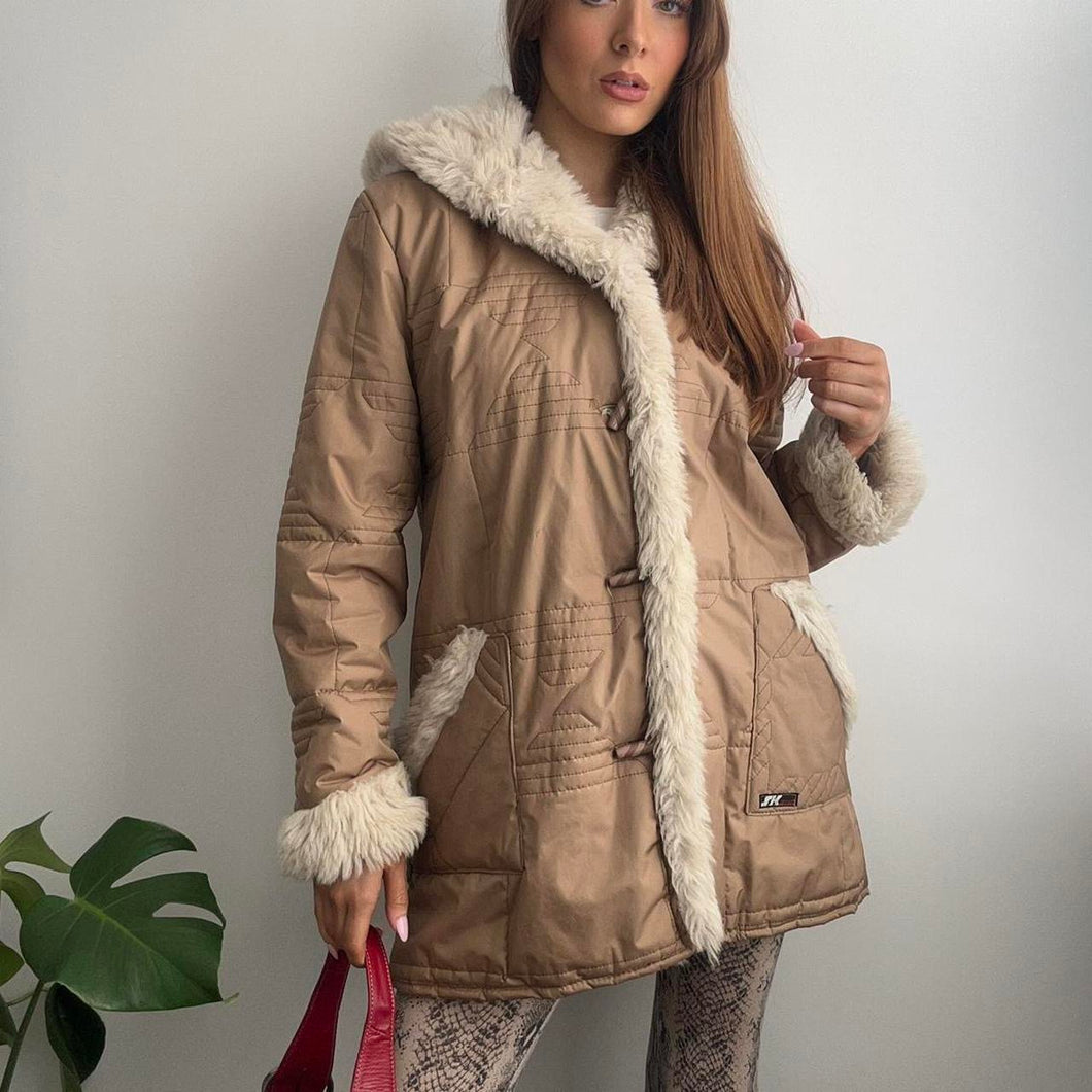 Vintage tan coat with hood size 12