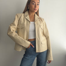 Load image into Gallery viewer, Cream leather biker jacket size 16
