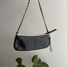 Load image into Gallery viewer, Black leather mini bag with tassel detail
