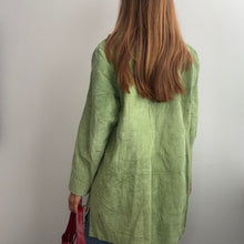Load image into Gallery viewer, Green suede leather coat size large

