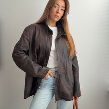 Load image into Gallery viewer, Brown distressed leather jacket size 20
