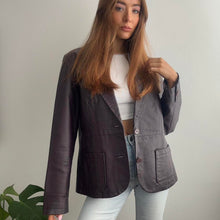 Load image into Gallery viewer, Purple leather blazer jacket size large
