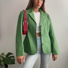 Load image into Gallery viewer, Green leather blazer jacket size small
