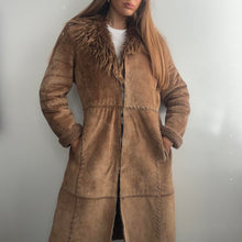 Load image into Gallery viewer, Brown suede maxi coat size 14
