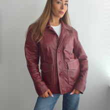 Load image into Gallery viewer, Vintage burgundy leather jacket size M
