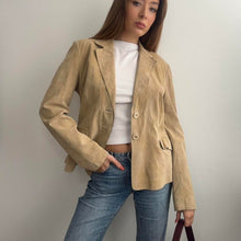 Load image into Gallery viewer, Beige suede leather jacket size 16
