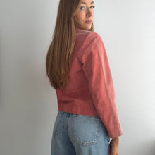 Load image into Gallery viewer, Pink / coral suede leather blazer jacket size small (petite)
