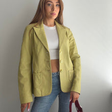 Load image into Gallery viewer, Green leather blazer jacket size M
