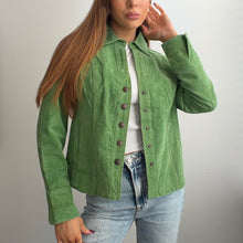 Load image into Gallery viewer, Green suede leather jacket size M
