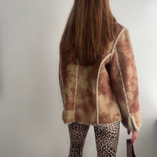 Load image into Gallery viewer, Tan brown light brown and cream faux sheepskin coat size 20
