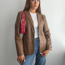 Load image into Gallery viewer, Brown leather blazer jacket size 12
