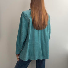 Load image into Gallery viewer, Blue suede leather jacket size 22
