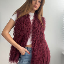 Load image into Gallery viewer, Burgundy red shaggy gilet size large

