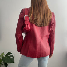 Load image into Gallery viewer, Red leather blazer jacket size 10
