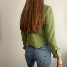 Load image into Gallery viewer, Green leather jacket size 6
