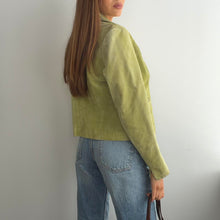 Load image into Gallery viewer, Green suede leather blazer jacket size M
