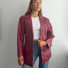 Load image into Gallery viewer, Burgundy red genuine leather blazer jacket size M
