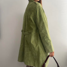 Load image into Gallery viewer, Green suede trench coat size L

