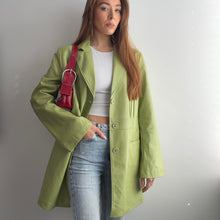 Load image into Gallery viewer, Green leather blazer jacket size M
