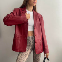 Load image into Gallery viewer, Red leather blazer jacket size 14
