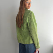 Load image into Gallery viewer, Green suede leather blazer jacket size M
