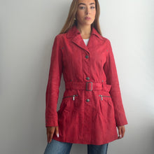 Load image into Gallery viewer, Red / pink genuine suede leather trench coat size 12
