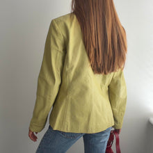 Load image into Gallery viewer, Green leather blazer jacket size M
