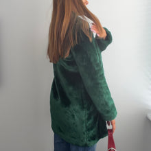 Load image into Gallery viewer, Green faux fur coat size 10
