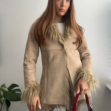 Load image into Gallery viewer, Brown coat with faux fur collar and cuffs size 10
