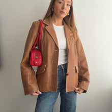 Load image into Gallery viewer, Tan brown leather blazer jacket size 12

