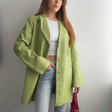 Load image into Gallery viewer, Green leather blazer jacket size M
