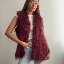 Load image into Gallery viewer, Burgundy red shaggy gilet size large
